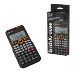 ErichKrause SC-222 Classic Calculadora Cientifica con Pantalla LCD de 10 Digitos - 240 Funciones Integradas - Alimentacion Solar y Bateria - Color Negro