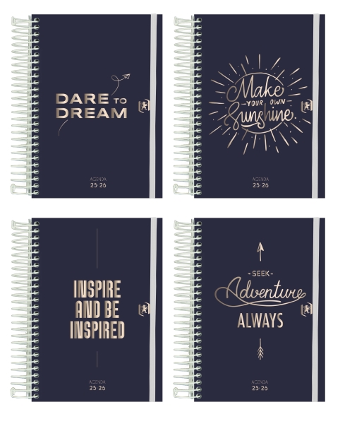 Oxford So Chic Agenda Escolar 25/26 Espiral Dia Pagina - Tamaño 8º - Tapa Extradura - Esquinas Microperforadas - Espacio para Notas - Cierre con Goma - Diseños Surtidos