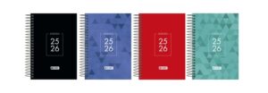 Enri Dentity Agenda Escolar 25/26 Espiral Dia Pagina - Tamaño 8º - Tapa Extradura - Esquinas Microperforadas - Espacio para Notas - Colores Surtidos