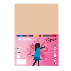 Fabrisa Pack de 25 Cartulinas 180 g/m² - Tamaño A3 - Color Vainilla