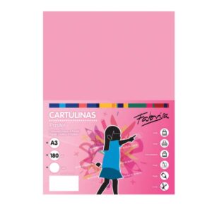 Fabrisa Pack de 25 Cartulinas 180 g/m² - Tamaño A3 - Color Rosa