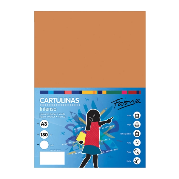 Fabrisa Pack de 25 Cartulinas 180 g/m² - Tamaño A3 - Color Marron Claro