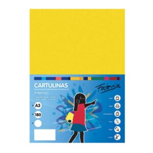Fabrisa Pack de 25 Cartulinas 180 g/m² - Tamaño A3 - Color Amarillo Fuerte