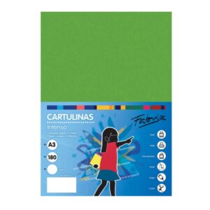 Fabrisa Pack de 25 Cartulinas 180 g/m² - Tamaño A3 - Color Verde Fuerte