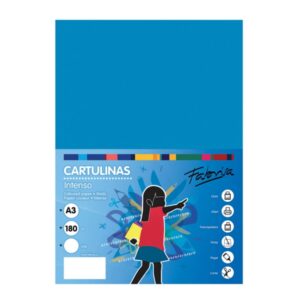 Fabrisa Pack de 25 Cartulinas 180 g/m² - Tamaño A3 - Color Azul Medio