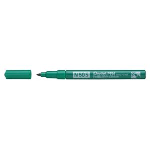 Pentel Pen N50S Rotulador Permanente - Punta Fina 3.18mm - Resistente a Agua y Luz - Color Verde