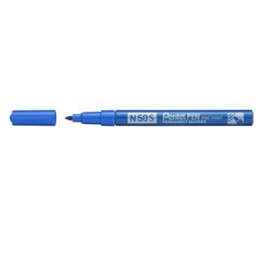 Pentel Pen N50S Rotulador Permanente - Punta Fina 3.18mm - Resistente a Agua y Luz - Color Azul