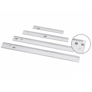 Faibo Regla Escolar Graduada de 50cm - Biselada y Reborde para Tinta - Transparente