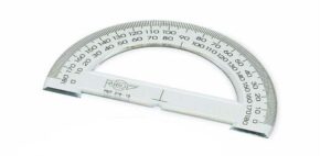 Faibo Semicirculo Escolar Graduado de 15cm - Biselado y Reborde para Tinta - Transparente