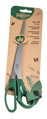 Faibo Tijeras de Oficina 25cm - Acero Inoxidable - Empuñadura Ergonomica - Punta Roma - Color Verde Oscuro