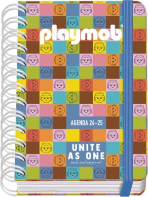 Dohe Playmobil Unite As One Agenda Escolar 25/26 Espiral Wire’o A6 - Dia Pagina - Papel 80g/m2 - 4 Hojas de Pegatinas - Cubierta de Carton Plastificado - Cierre con Goma Elastica