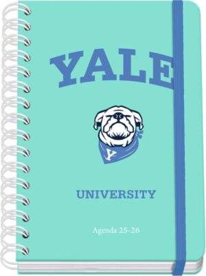Dohe Yale Dog Agenda Escolar 25/26 Espiral Wire’o A5 - Semana Vista - Papel 80g/m2 - 4 Hojas de Pegatinas - Cubierta de Carton Plastificado - Cierre con Goma Elastica