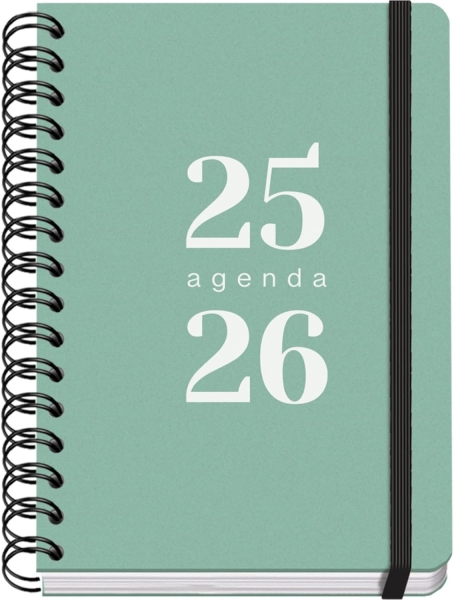 Dohe Grammar Agenda Escolar 25/26 Espiral A5 - Dia Pagina - Papel 80g/m2 - Cubierta de Polipropileno - Cierre de Goma Elastica - Color Verde