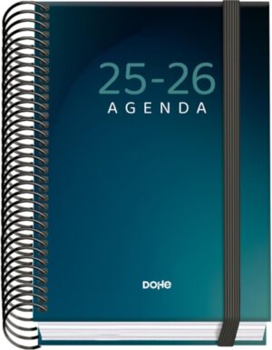 Dohe Boreal Agenda Escolar 25/26 Espiral A6 - Dia Pagina - Papel 70g/m2 - 4 Hojas de Pegatinas - Cubierta de Carton Plastificado - Cierre con Goma Elastica