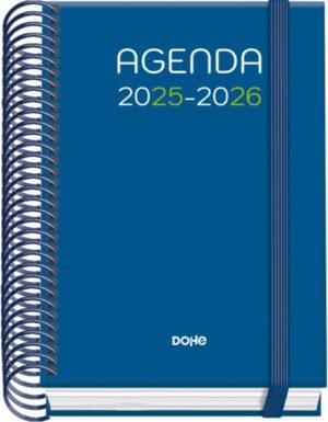 Dohe Logic Agenda Escolar 25/26 Espiral A6 - Dia Pagina - Papel 70g/m2 - 4 Hojas de Pegatinas - Cubierta de Carton Plastificado - Cierre con Goma Elastica