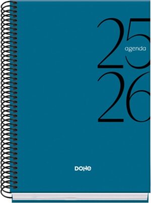 Dohe System Agenda Escolar 25/26 Espiral A5 - Semana Vista - Papel 70g/m2 - Cubierta de Carton Plastificado - Color Azul