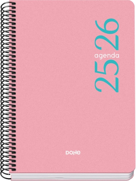 Dohe Esencial Agenda Escolar 25/26 Espiral A5 - Dia Pagina - Papel 70g/m2 - Cubierta en Polipropileno - Color Rosa