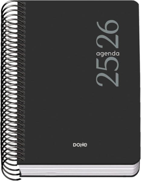 Dohe Esencial Agenda Escolar 25/26 Espiral A6 - Dia Pagina - Papel 70g/m2 - Cubierta en Polipropileno - Color Negro