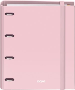 Dohe Serenity Carpeta de 4 Anillas Mixtas de 35mm Recambio 100 Hojas Cuadricula 5mm - Formato A4 - Cierre con Goma - Incluye 4 Separadores y Sobre de Polipropileno - Color Rosa