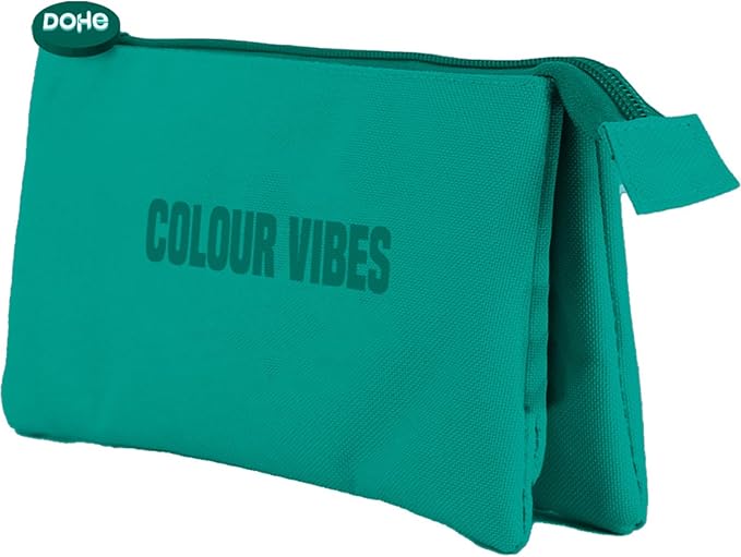 Dohe Colour Vibes Portatodo Triple - Cierre Doble con Cremallera y Tirador de Goma - Color Verde