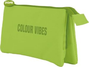 Dohe Colour Vibes Portatodo Triple - Cierre Doble con Cremallera y Tirador de Goma - Color Verde Lima