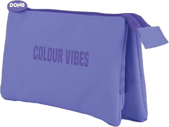 Dohe Colour Vibes Portatodo Triple - Cierre Doble con Cremallera y Tirador de Goma - Color Morado