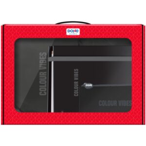 Dohe Colour Vibes Pack de Mochila + Carpeta A4 Recambio + Portatodo Triple - Todo en un Maletin Perfecto para Regalo - Color Negro