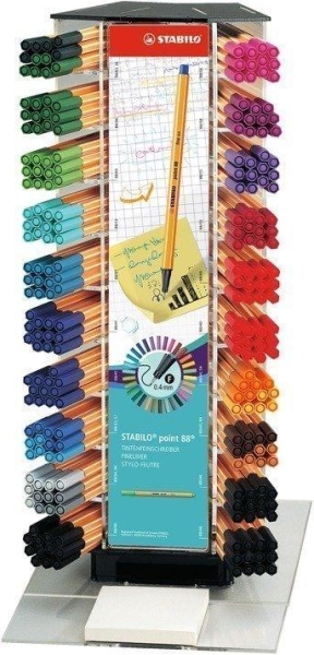 Stabilo Point 88 Expositor con 240 Rotuladores de Punta de Fibra - Trazo de 0.4mm aprox. - Tinta con Base de Agua - Colores Surtidos