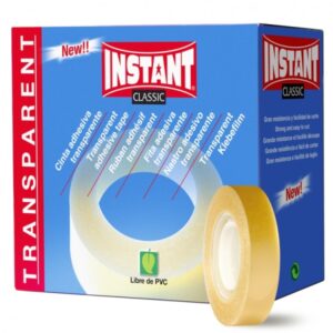 Instant Classic Cinta Adhesiva Transparente 12mm x 33m - Libre de PVC - Transparente