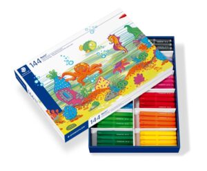 Staedtler Noris Jumbo 340 Pack de 144 Rotuladores Jumbo - Punta de Fibra - Trazo 3mm - Tapa Ventilada - Colores Surtidos