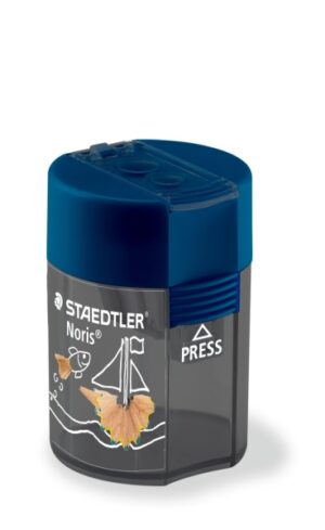 Staedtler 512 F Sacapuntas de 2 Orificios con Deposito - Para Lapices de 8.2mm y 10.2mm - Color Azul