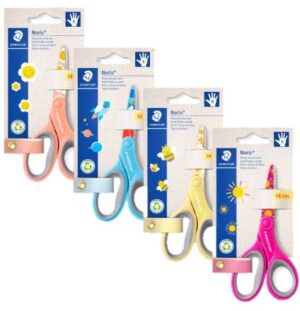 Staedtler Noris 965 Tijera Escolar 14cm - Agarre Ergonomico Suave - Cuchillas Romas - Colores Surtidos