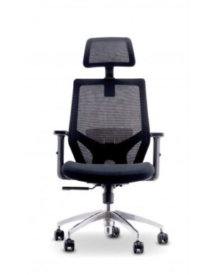 Urban Factory Ergo Silla de Oficina Ergonomica - Soportes Lumbar y Cervical Ajustables - Respaldo de Malla - Ajustable - Color Negro