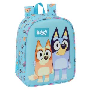 Safta Bluey Mochila Guarderia - Adaptable a Carro - Asa de Mano - 22x27x10cm - Color Azul Claro