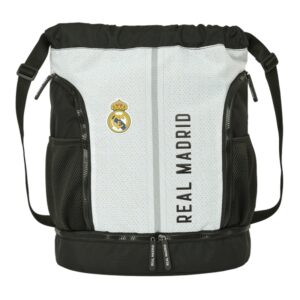 Safta Real Madrid 1ª Equipacion 24/25 Mochila de Tiras - 35x40x1cm - Color Blanco/Negro
