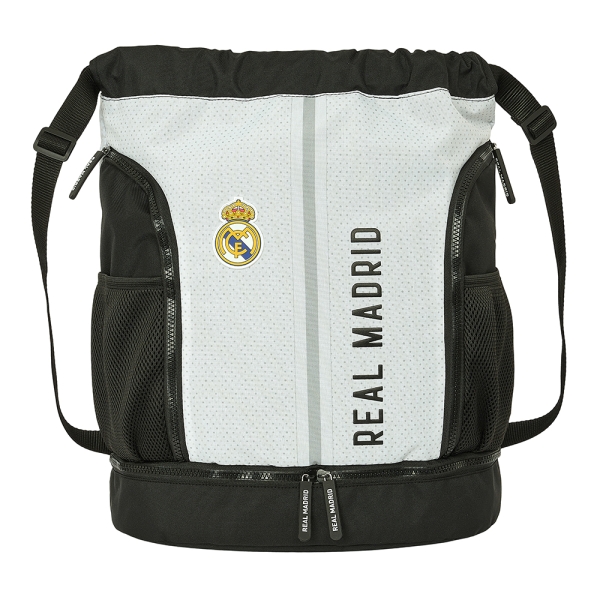 Safta Real Madrid 1ª Equipacion 24/25 Mochila de Tiras - 35x40x1cm - Color Blanco/Negro