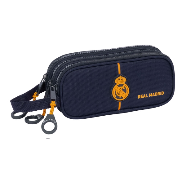 Safta Real Madrid 2ª Equipacion 24/25 Estuche Portatodo - 3 Compartimentos - Asa de Mano - 21x8.5x7cm - Color Azul Marino