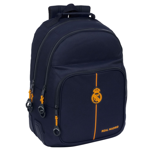 Safta Real Madrid 2ª Equipacion 24/25 Mochila - Adaptable a Carro - 2 Compartimentos - Asa de Mano - 32x42x15cm - Color Azul Marino