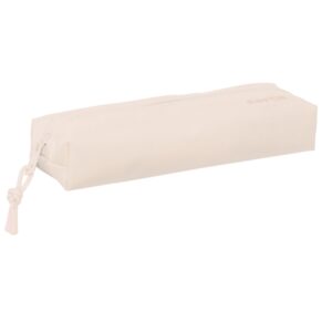 Safta Estuche Portatodo de 22cm - 1 Compartimento - Rectangular - Goma Elastica Trasera - 22x4x7cm - Color Beige
