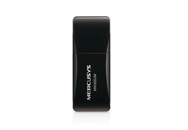 Mercusys N300 Mini Adaptador Inalambrico USB 2.0 - Hasta 300Mbps - Color Negro