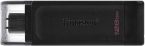 Kingston DataTraveler 70 Memoria USB Tipo C 128GB - USB-C 3.2 Gen 1 - Con Tapa - Color Negro (Pendrive)