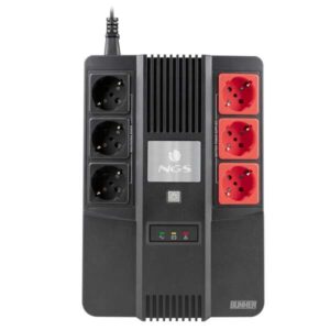 NGS Fortress Bunker SAI 600VA UPS 360W - Bateria Incorporada 12V/7 - Tecnologia Off Line - Funcion AVR - 6x Schukos - Proteccion Sobrecargas y Cortocircuitos