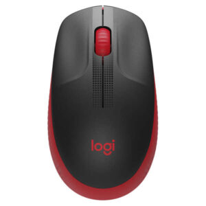 Logitech M190 Full Size Raton Inalambrico USB 1000dpi - 3 Botones - Gran Tamaño - Uso Ambidiestro - Color Negro/Rojo