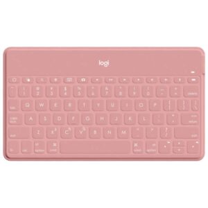 Logitech Keys to Go Teclado Bluetooth para iPhone, iPad y Apple TV - Teclas de Acesso Directo - Base para Smartphone - Ultraligero - Proteccion Antiderrames - Color Rosa