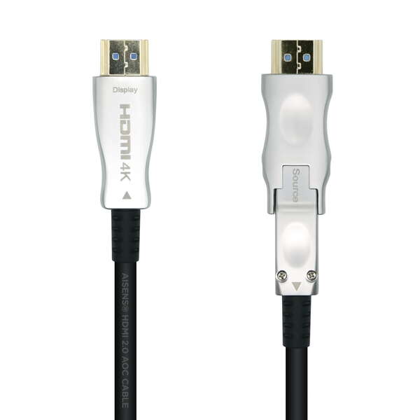 Aisens Cable HDMI V2.0 AOC (Active Optical Cable) Desmontable Premium Alta Velocidad / HEC 4K@60Hz 4:4:4 18Gbps - A/M-D/A/M - 30m - Color Negro