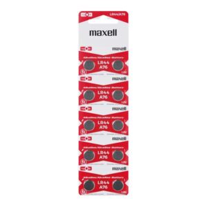 Maxell Pack de 10 Pilas Alcalinas de Boton LR44 1.5V