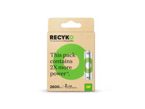 GP ReCyko Pack de 2 Pilas Recargables 2600mAh AA 1.2V - Precargadas - Ciclo de Vida: Hasta 1.000 Veces