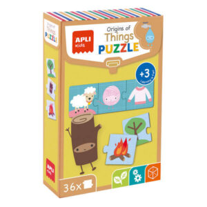 Apli Puzle Origen de las Cosas - 36 Piezas de 7x7mm - Carton Resistente y Brillante - Desarrolla Habilidades y Capacidades - Ideal para Niños de 3 Años en Adelante - Colorido y Educativo
