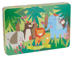 Apli Kids Puzzle Tematica La Jungla de 24 Piezas de 8x8cm - Caja Metalica Rectangular - Facil Manejo - Desarrollo de Habilidades - Diseño Exclusivo de Martina Hogan - Recomendado para Niños a partir de 3 Años