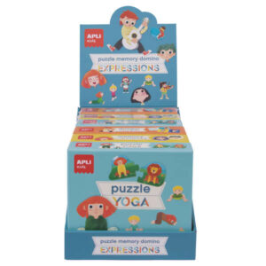 Apli Coleccion de Juegos Educativos - Incluye 2 Puzles Yoga de 24 Piezas, 2 Memory Emotions de 24 Piezas y 2 Domino Music de 28 Piezas - Enseña a Expresar Emociones - Piezas Resistentes y Seguras - Carton de 2mm